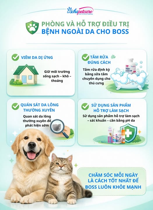 Phòng Và Điều Trị Bệnh Ngoài Da Cho Chó Mèo: 4 Bước Giúp Boss Khỏe Mạnh Mỗi Ngày Phòng Và Điều Trị Bệnh Ngoài Da Cho Chó Mèo