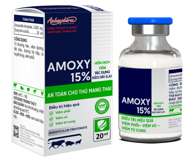 AMOXY 15 - Điều trị viêm đường hô hấp điều trị liên tục 3 – 5 ngày. Điều trị viêm vú gây mất sữa, viêm tử cung