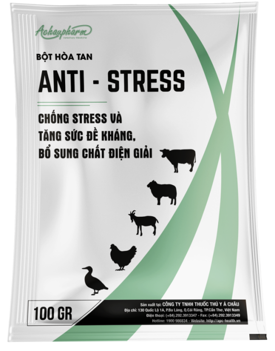 ANTI STRESS - Bổ sung chất điện giải, vitamin C, chống stress, tăng sức đề kháng cho gia súc, gia cầm khi vận