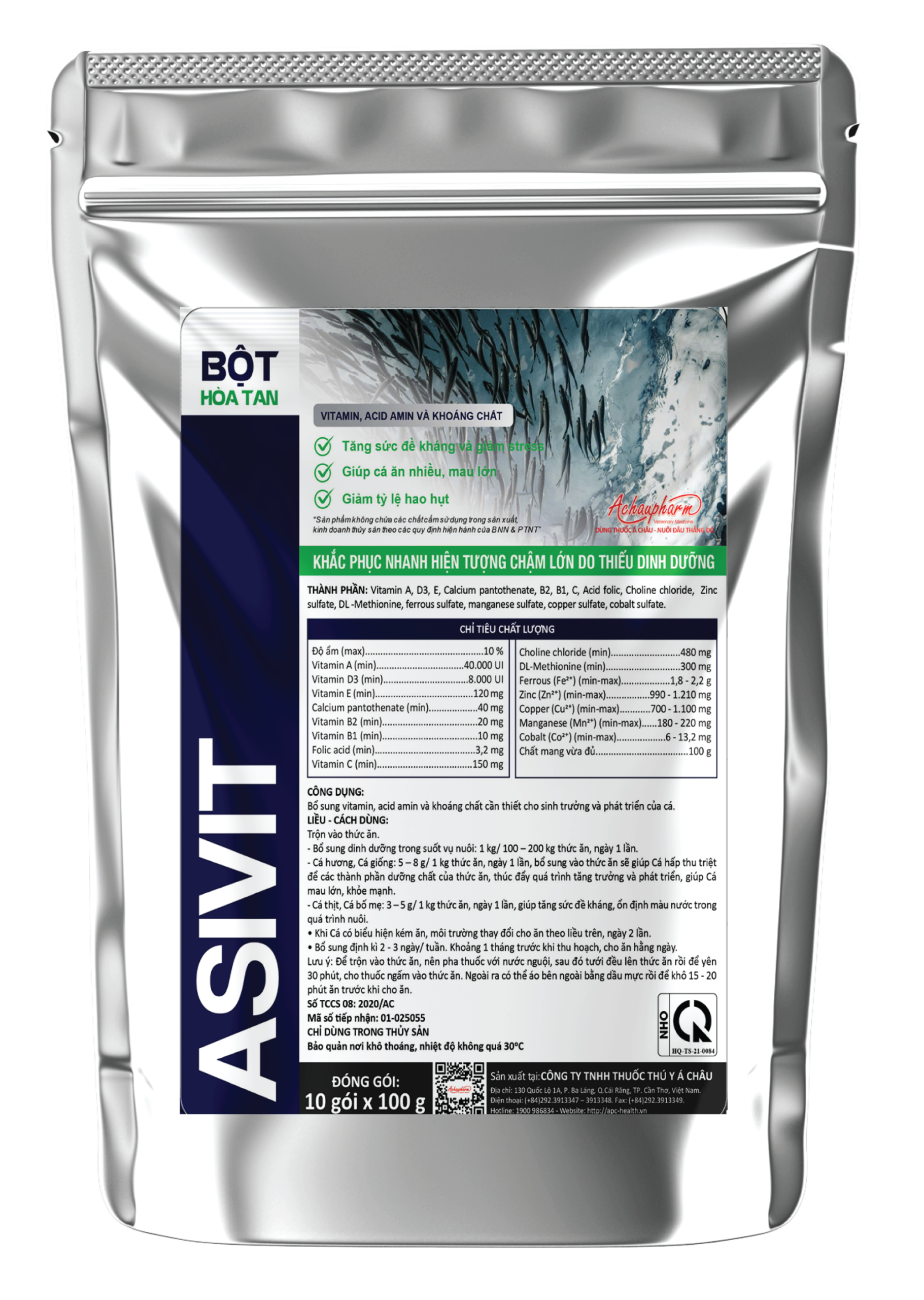 ASIVIT - Bổ sung vitamin và khoáng chất tổng hợp, tăng sức đề kháng, hỗ trợ tăng trưởng và giảm stress cho tôm cá