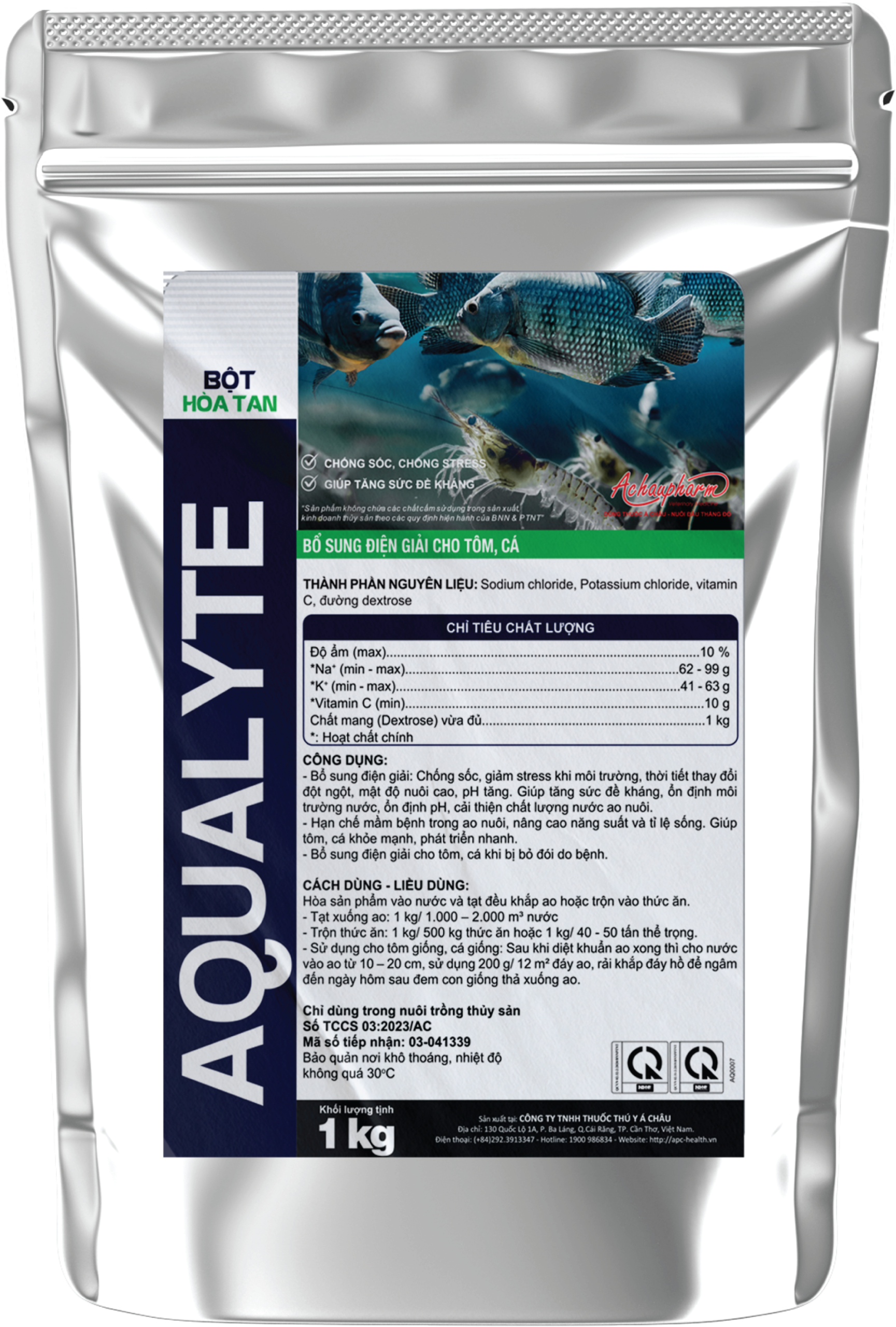 AQUALYTE - Bổ sung chất điện giải, khoáng chất giúp chống sốc, giảm hao hụt khi thời tiết thay đổi hoặc chuyển ao/
