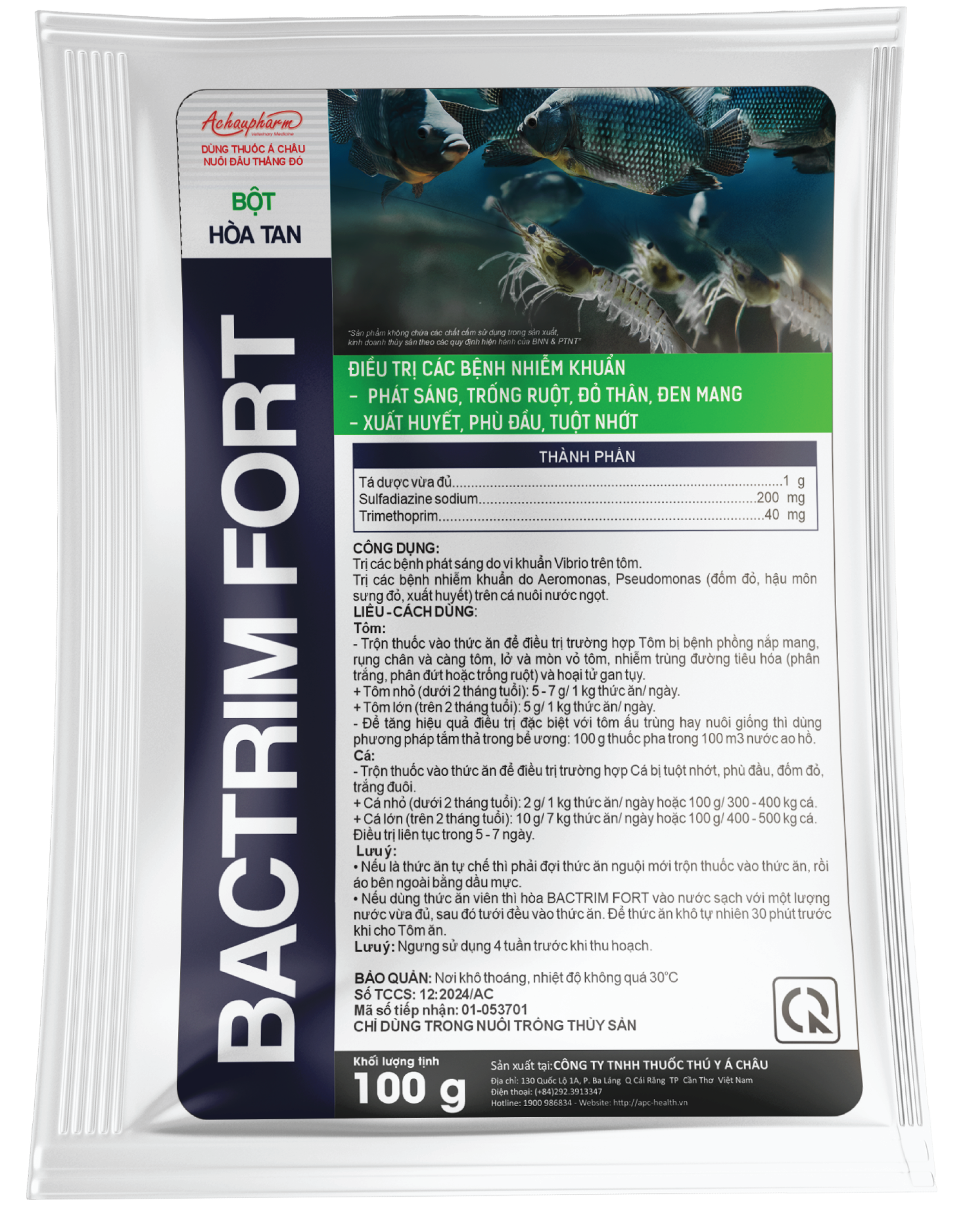 BACTRIM FORT - Trị các bệnh phát sáng do vi khuẩn Vibrio trên tôm
