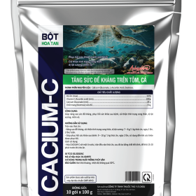 CACIUM – C – Bổ sung canxi và vitamin C giúp tôm cứng vỏ, lột xác đều, tăng sức đề kháng và giảm cong thân, đục cơ