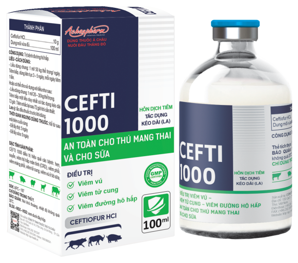 CEFTI 1000 - Điều trị viêm vú gây mất sữa, viêm tử cung điều trị viêm phổi – Viêm vú - Viêm tử cung điều trị