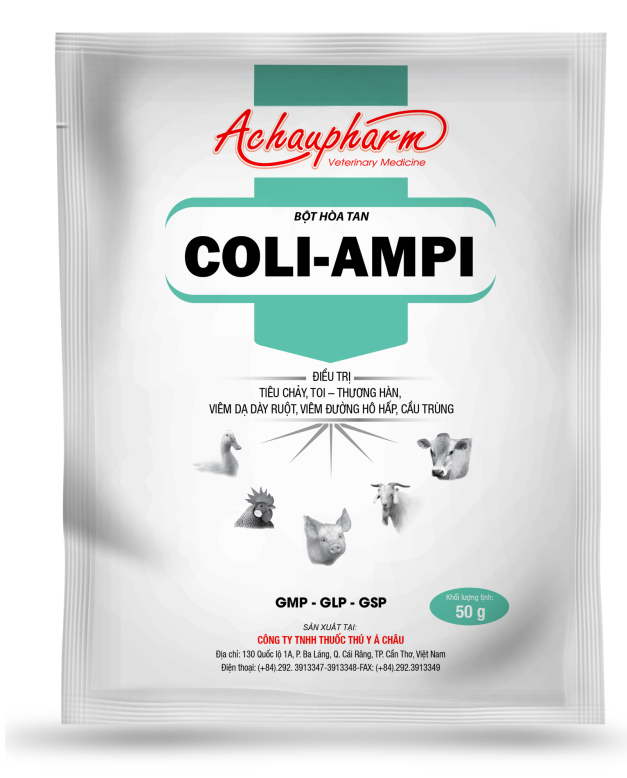 COLI AMPI - Điều trị tiêu chảy, toi, thương hàn, viêm dạ dày ruột, viêm đường hô hấp, cầu trùng trên gia súc, gia