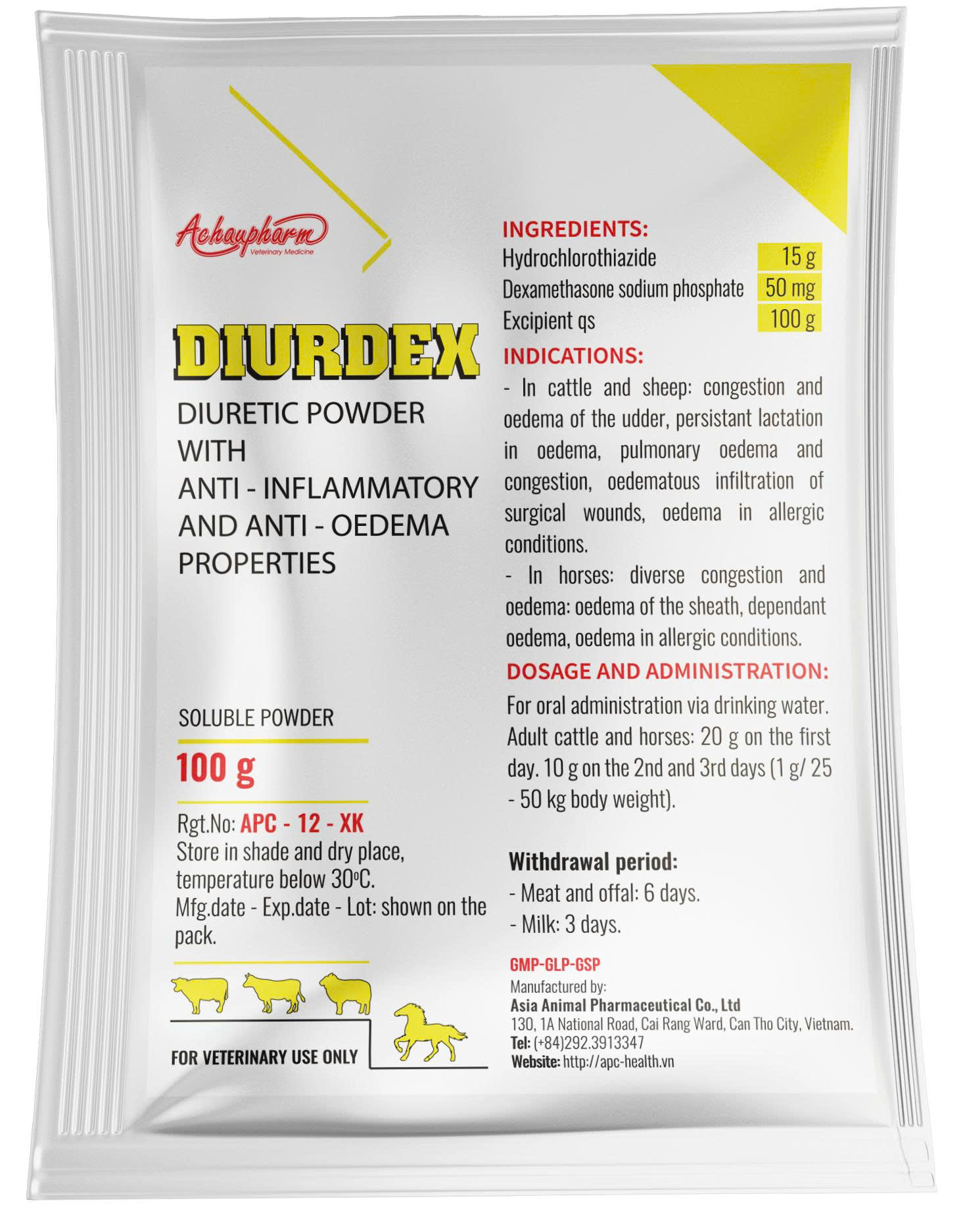 DIURDEX – Soluble Powder – Diuretic with Anti-Inflammatory and Anti-Oedema Properties