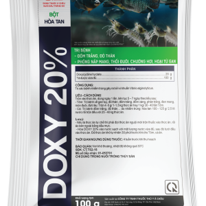 DOXY 20% - Điều trị các bệnh nhiễm khuẩn do vi khuẩn Vibrio, Aeromonas, Pseudomonas trên tôm và cá;
