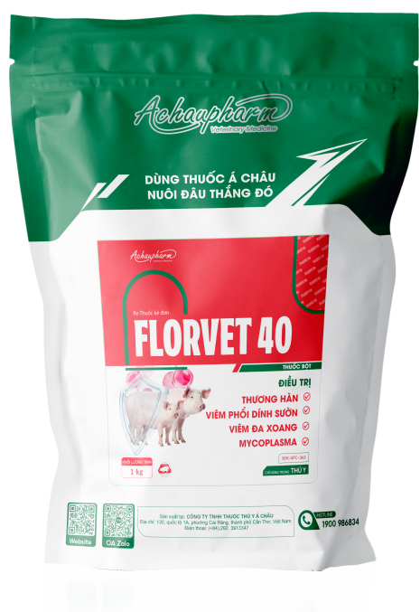 FLORVET 40 - ĐIỀU TRỊ THƯƠNG HÀN, VIÊM PHỔI ĐIỀU TRỊ THƯƠNG HÀN, MYCOPLASMA, E.COLI Trong suốt quá trình điều trị