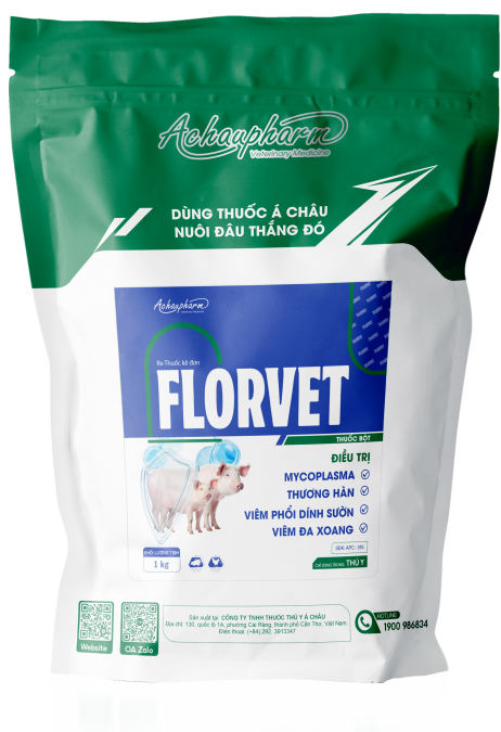 FLORVET - ĐIỀU TRỊ THƯƠNG HÀN, VIÊM PHỔI ĐIỀU TRỊ THƯƠNG HÀN, MYCOPLASMA, E.COLI Trong suốt quá trình điều trị