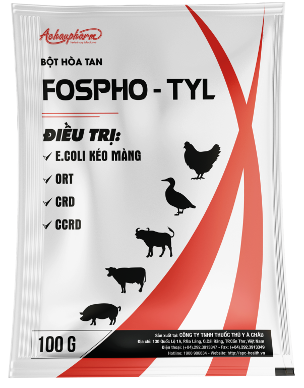 FOSPHO TYL - Điều trị E.coli kéo màng, CRD, CCRD, ORT trên gia cầm, trâu, bò, heo