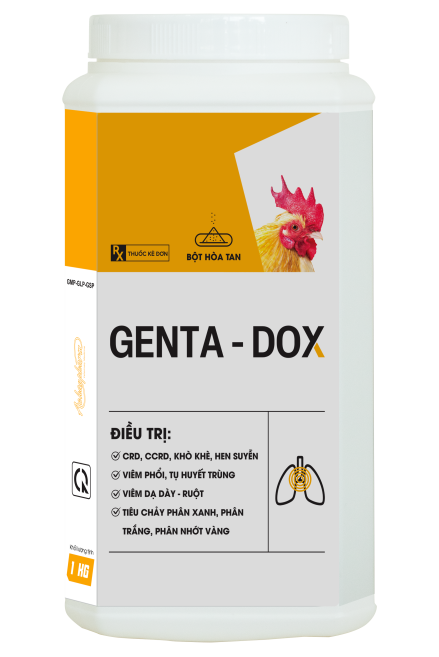 GENTA DOX - Điều trị: crd, ccrd, khò khè, hen suyễn viêm phổi, tụ huyết trùng viêm dạ dày - Ruột tiêu chảy phân