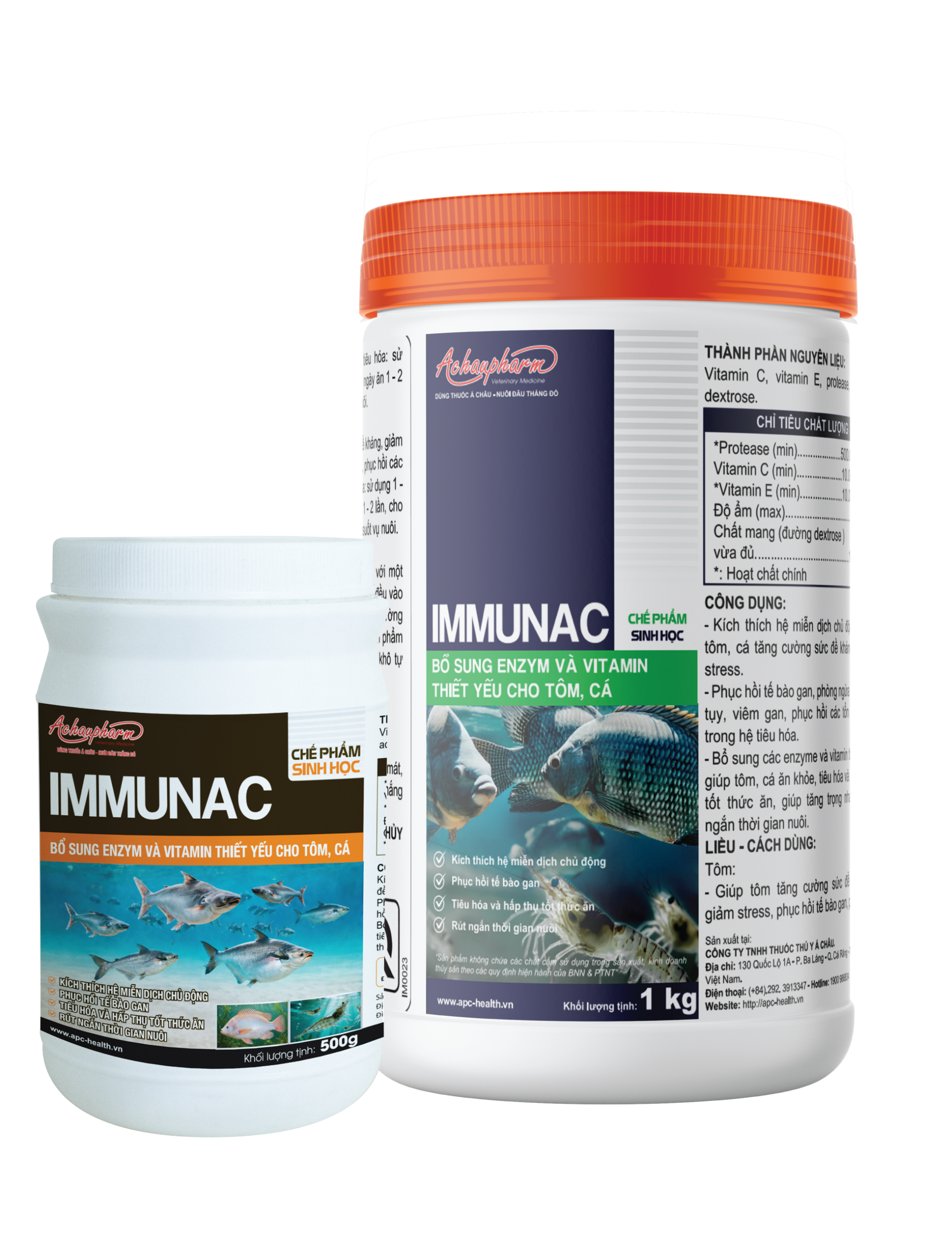 IMMUNAC - Kích thích hệ miễn dịch chủ động, tăng sức đề kháng, giảm stress, phục hồi tôm cá sau bệnh hoặc trong