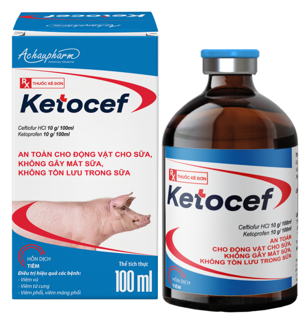 1 KETOCEN 20ML - An toàn cho động vật cho sữa, không gây mất sữa. Hỗ trợ giảm đau, hạ sốt kèm kháng viêm trên gia