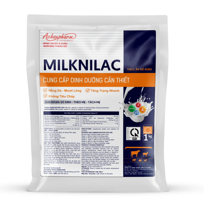 MILKNILAC BO 1KG - Sữa bột thay thế bổ sung dinh dưỡng cho bê, nghé giúp tăng trọng nhanh, hồng da, mượt lông