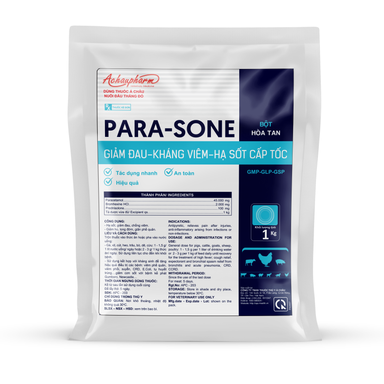 PARA SONE 1KG - Giảm đau, hạ sốt, tăng cường sức đề kháng cho gia súc, gia cầm