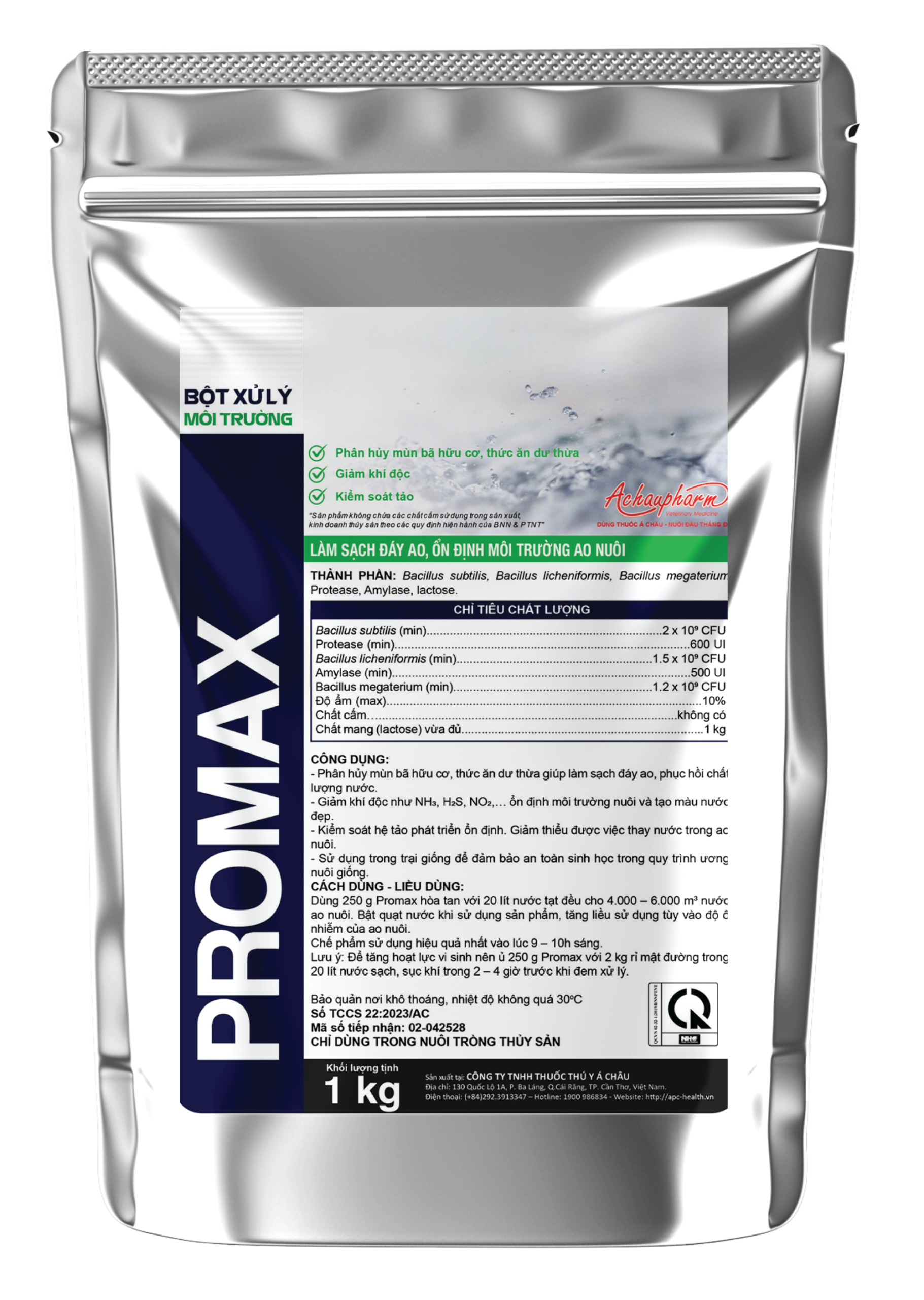 PROMAX - Xử lý nước ao nuôi, khống chế tảo độc, phân hủy chất thải hữu cơ, ổn định pH và màu nước, cung cấp vi