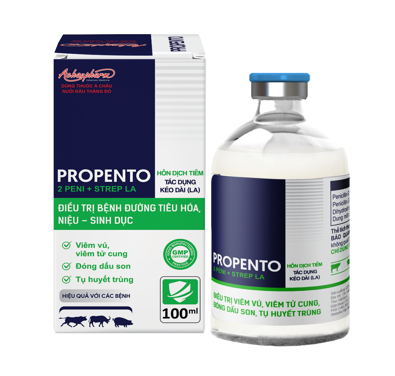 PROPENTO 100ML - Điều trị viêm phổi, viêm vú, phù đầu trên gia súc, gia cầm