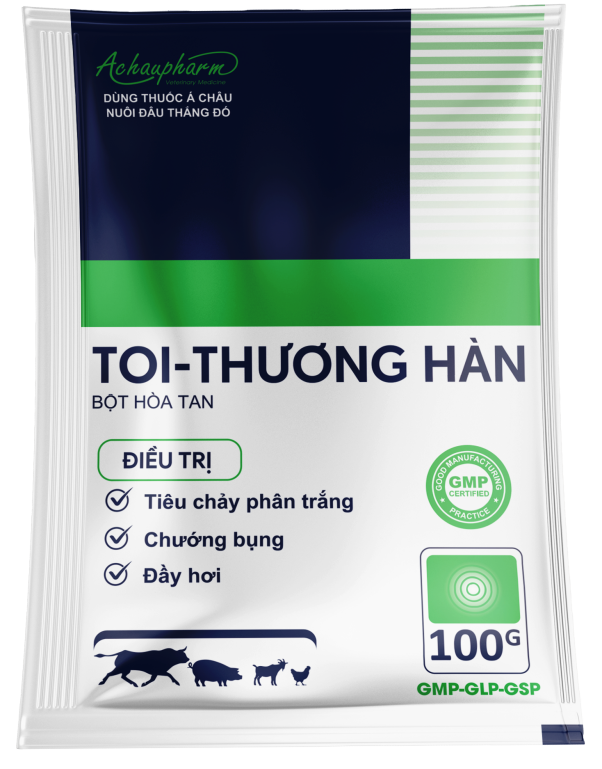 TOI THƯƠNG HÀN 100G - Trị Toi, thương hàn, tụ huyết trùng, viêm phổi trên gia súc, gia cầm