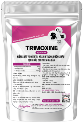 TRIMOXINE – Điều trị hen gà, khẹc vịt, suyễn lợn tiêu chảy phân xanh, phân trắng viêm ruột hoại tử phòng bệnh: sử