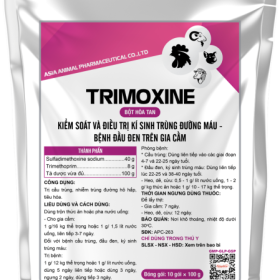 TRIMOXINE – Điều trị hen gà, khẹc vịt, suyễn lợn tiêu chảy phân xanh, phân trắng viêm ruột hoại tử phòng bệnh: sử