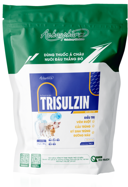 TRISULZIN - Điều trị mycoplasma, viêm phổi dính sườn, hồng lỵ điều trị viêm ruột-tiêu chảy, cầu trùng, ký sinh