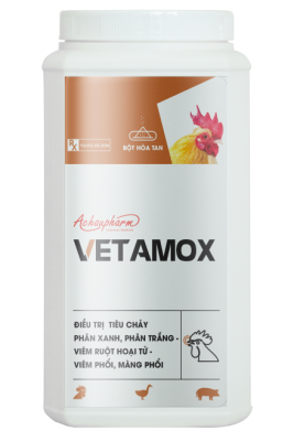 VETAMOX – Điều trị tiêu chảy phân xanh, phân trắng, viêm ruột hoại tử, viêm phổi, màng phổi trên gia súc, gia cầm