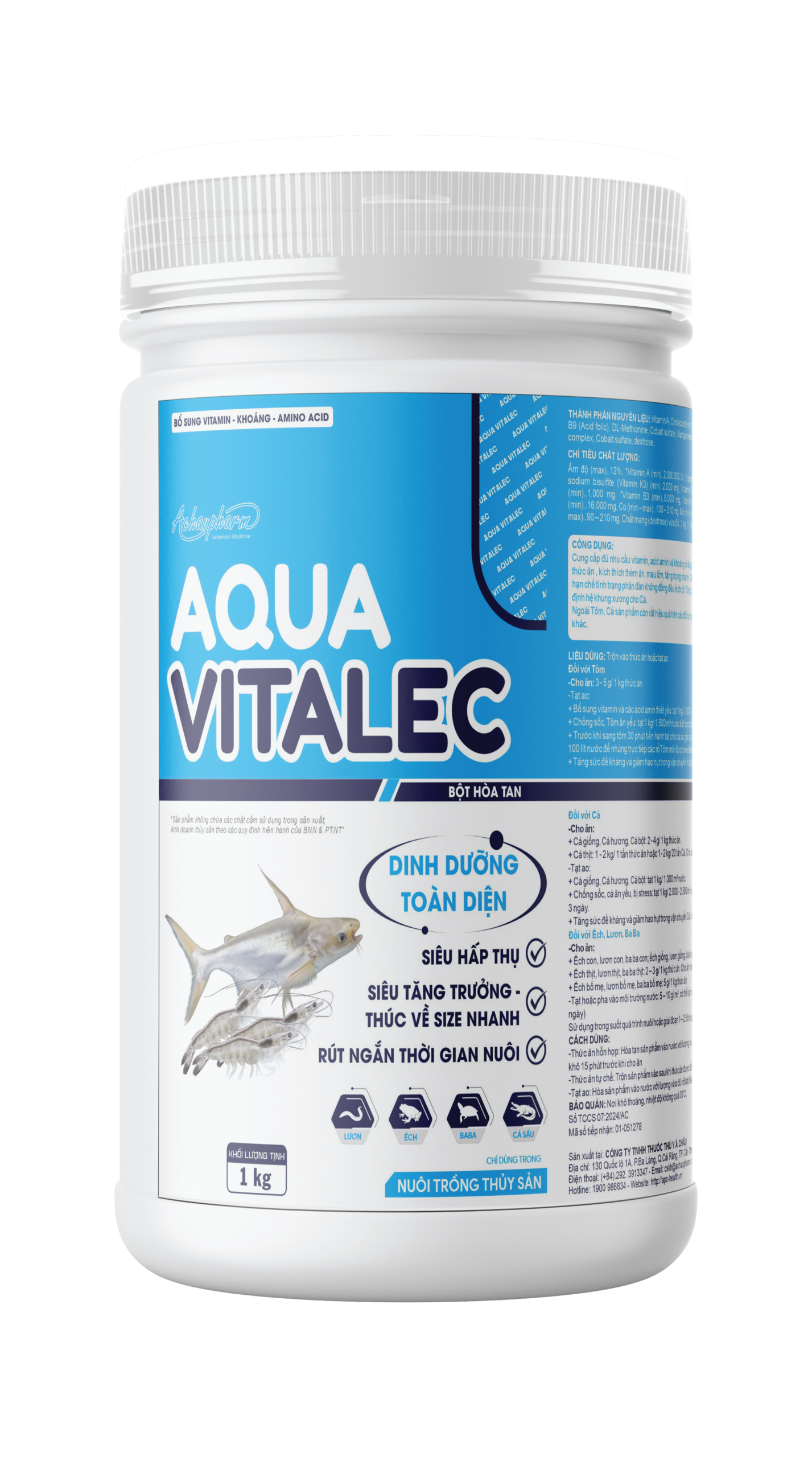 AQUA VITALEC - Bổ sung vitamin, khoáng chất, chất điện giải tổng hợp giúp tôm cá tăng trưởng nhanh, tăng sức đề
