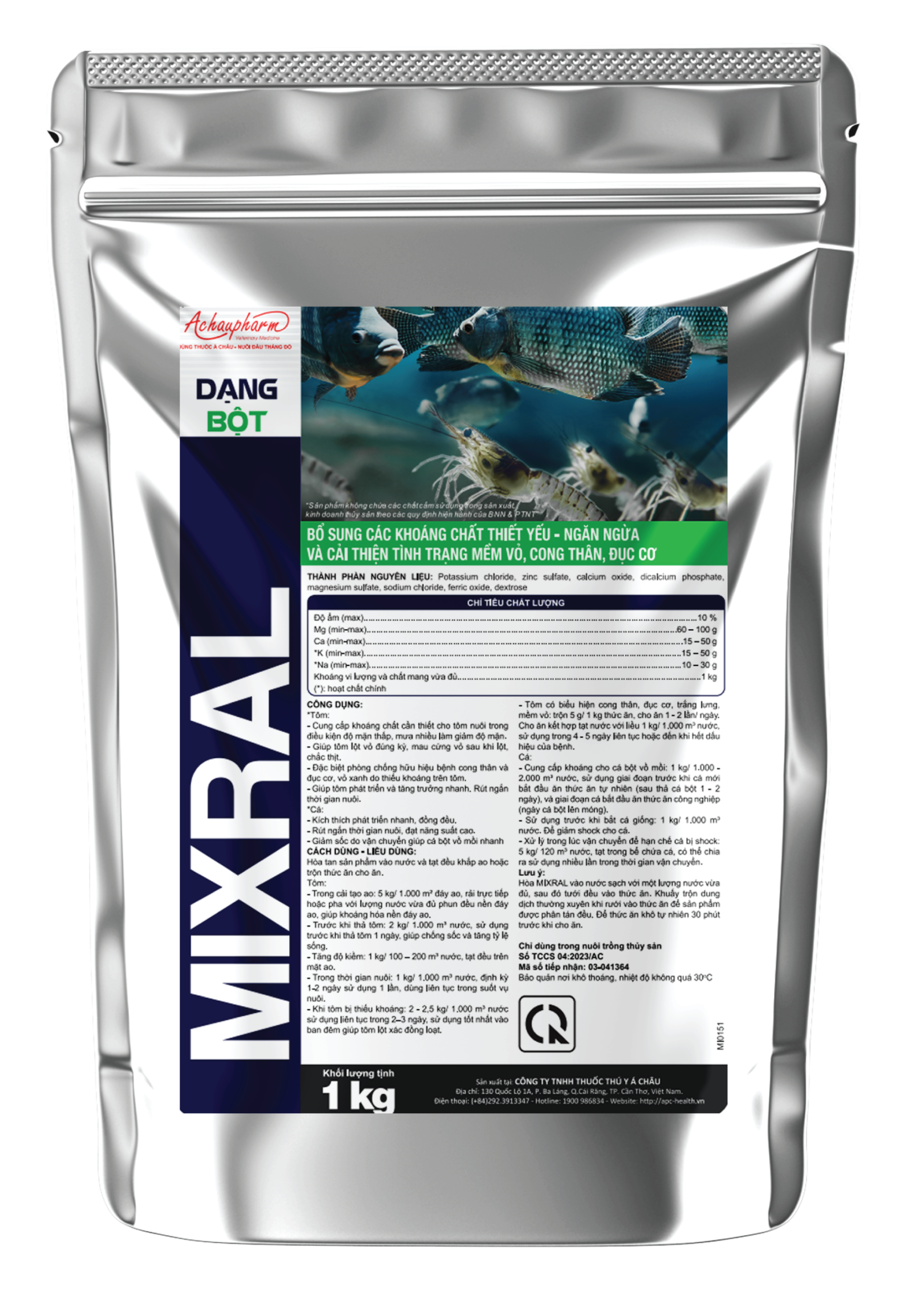 MIXRAL - Bổ sung hỗn hợp khoáng chất và vi lượng thiết yếu cho tôm cá, giúp lột xác đều, cứng vỏ, tăng trưởng