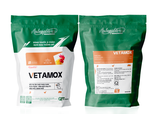 VETAMOX - Điều trị tiêu chảy phân xanh, phân trắng - viêm ruột hoại tử - viêm phổi, màng phổi